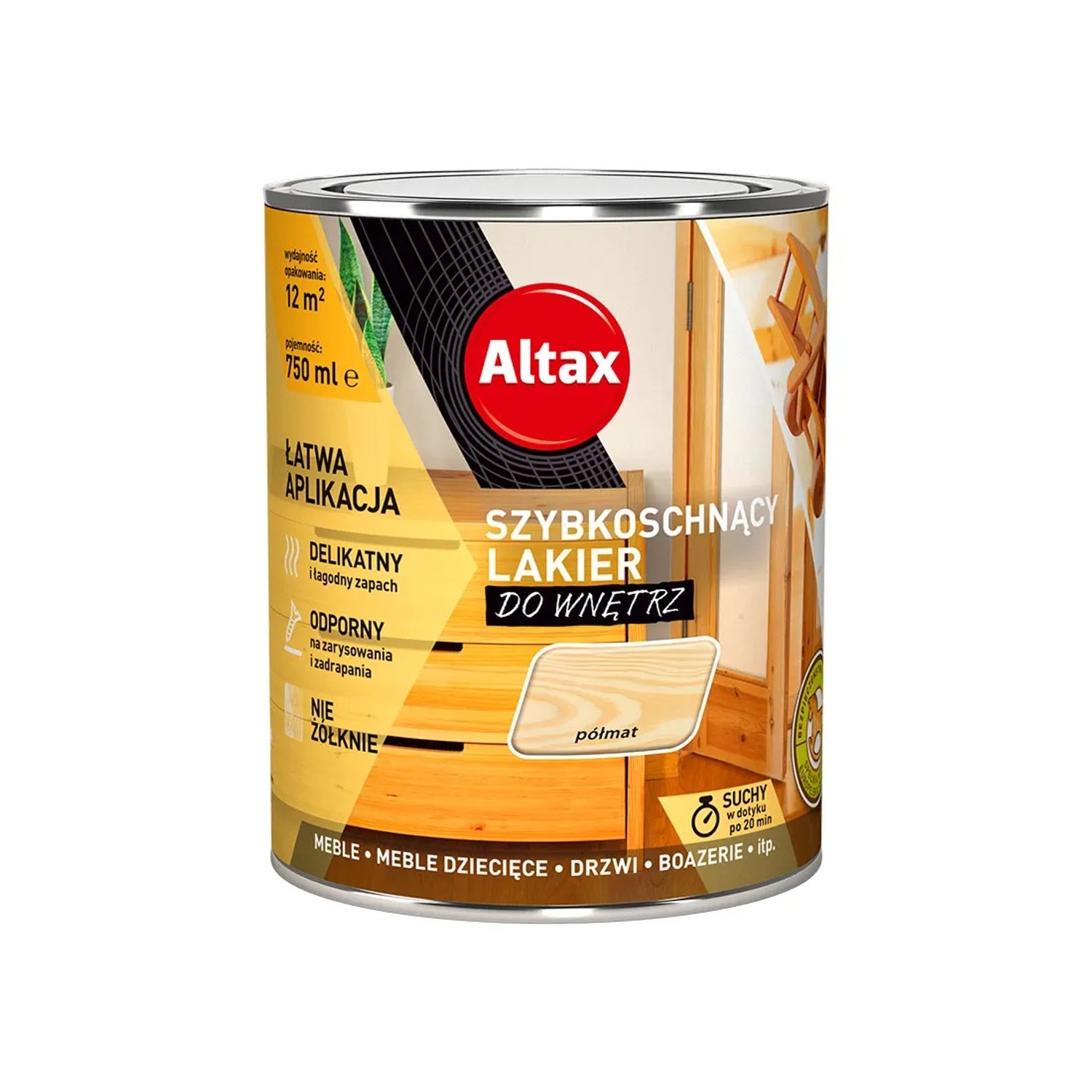 Altax Lakier szybkoschnący do drewna półmat - 0,75L