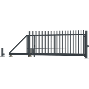 System bramy ogrodzeniowej metalowej, widok z boku.