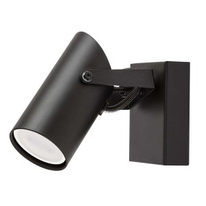 Czarny kinkiet / reflektor ścienny t.b.t. wykonany z metalu do użytku wewnętrznego.