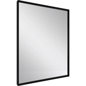 Prostokątne lustro w czarnej ramie.