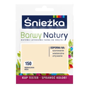 Śnieżka Barwy Natury farba do ścian, odcień 150 Herbariana Róża, próbka koloru.