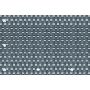 Szara mata osłonowa na ogrodzenie z oczkami do mocowania.