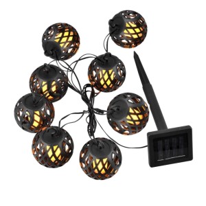 Düwi Solarny łańcuch świetlny LED DANCING FLAME 8 lampek 4,8m czarny