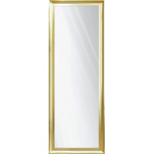 Prostokątne lustro do garderoby ze złotą ramą.
