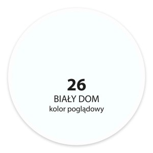 Próbka koloru t.b.t. „Biały Dom“ (Biały Dom), numer koloru 26, jako próbka koloru do farb ściennych.