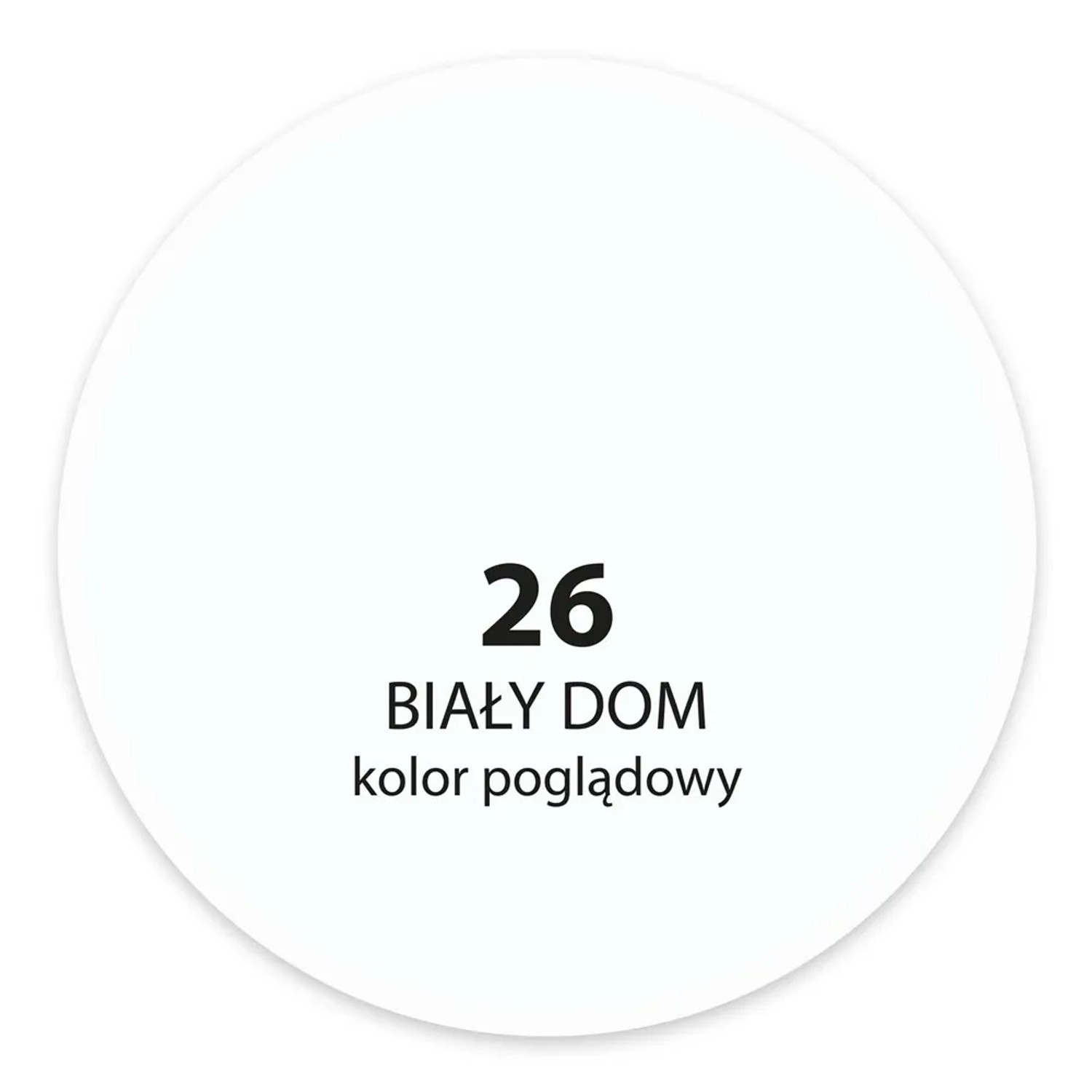 Próbka koloru t.b.t. „Biały Dom“ (Biały Dom), numer koloru 26, jako próbka koloru do farb ściennych.