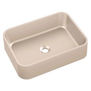 Umywalka nablatowa t.b.t. w kolorze beżowym, prostokątna.