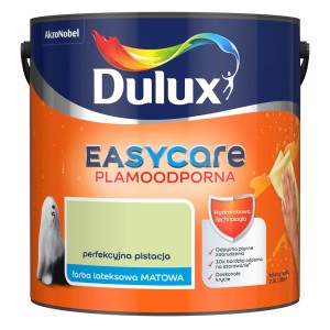 Wiadro z farbą Dulux EasyCare w kolorze pistacjowym, matowa farba lateksowa do ścian.
