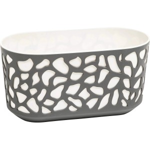 Antracytowo-kremowa doniczka Duet (40 cm) z perforowanym wzorem do użytku wewnętrznego.