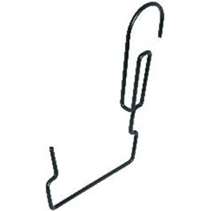 Czarny uchwyt do skrzynki balkonowej, do montażu na balustradzie.