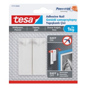 Tesa gwóźdź samoprzylepny do tapet i tynku, 2 sztuki, udźwig do 1 kg.