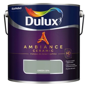 Puszka z farbą Dulux Ambiance Ceramic, kolor Green Spa, do ścian i sufitów.
