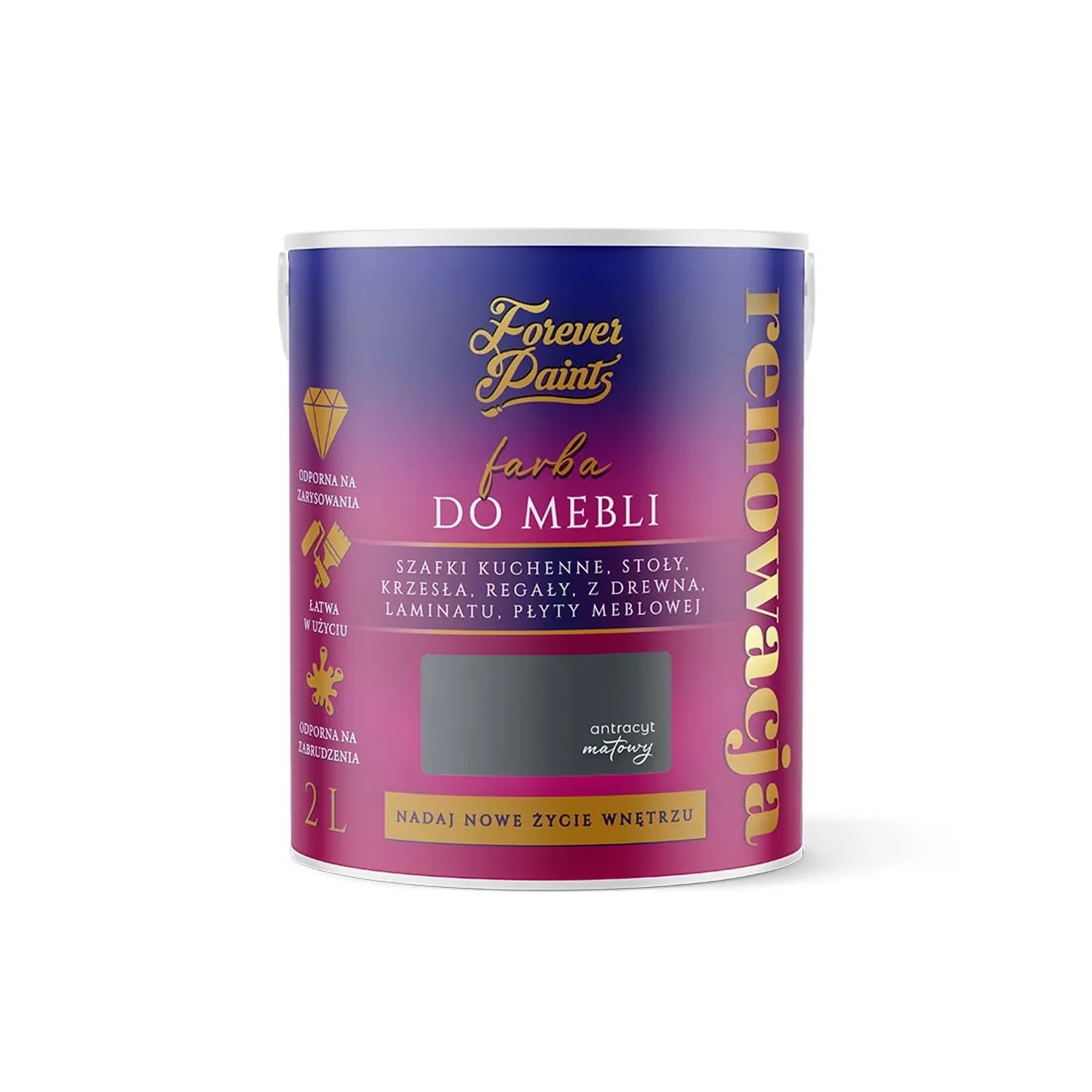 Farba Forever Paints do mebli antracyt 2L