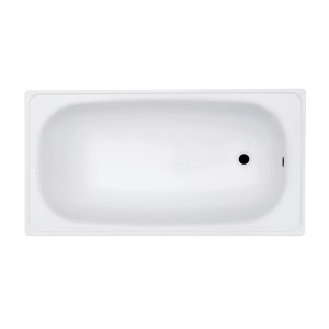 Prostokątna wanna (t.b.t.) w kolorze białym, widok z góry.