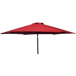 Czerwony parasol balkonowy do użytku na zewnątrz.