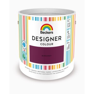 Wiadro z farbą Beckers Designer Colour Burgundy, bordowa farba do ścian wewnętrznych.