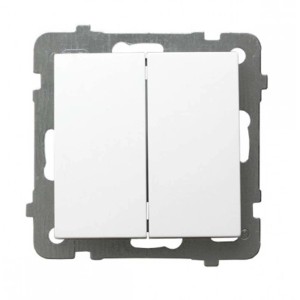 Biały podwójny włącznik t.b.t. do światła i zasilania.