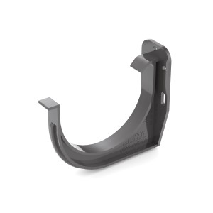 Szary plastikowy wspornik rynny dachowej.