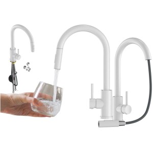 Granitan Bateria kuchenna z wyciąganą wylewką Loseto biała