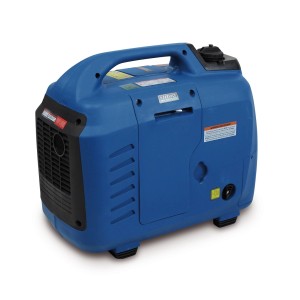 Niebieski agregat prądotwórczy t.b.t., przenośny generator na budowę i do ogrodu.