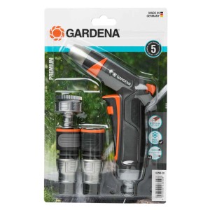 Gardena Premium zestaw do czyszczenia: pistolet, stop złączka, złącze do węża i kranu, adapter. Wytrzymały, mrozoodporny.