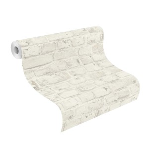 Rolka tapety z efektem cegły, biała dekoracyjna okładzina ścienna do wnętrz.