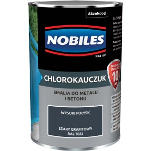 Puszka farby antykorozyjnej Nobiles Chlorokauczuk, grafitowa szarość, do metalu i betonu.