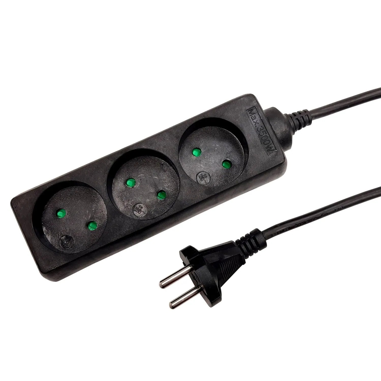 Düwi Przedłużacz 3-gniazdowy 2P 2x1,0 mm2 1,5 m czarny