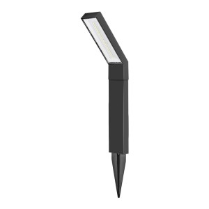 Czarna solarna lampa ścieżkowa t.b.t. z kolcem do ogrodu.
