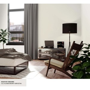 Pokój dzienny z farbą do ścian t.b.t. (Kolorowe farby do ścian) w jasnym odcieniu.