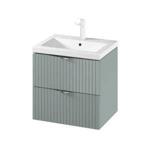 t.b.t. Szafka pod umywalkę z umywalką i dwiema szufladami w kolorze szarym.