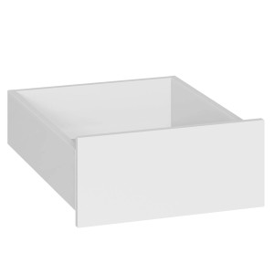 Biała szuflada do szafy lub garderoby kompaktowej.