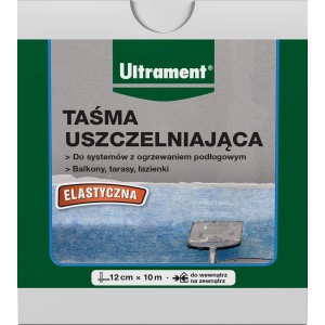 Ultrament taśma uszczelniająca, elastyczna, 12cm x 10m, do łazienek, balkonów i ogrzewania podłogowego.