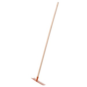 Grabie ogrodowe z 14 zębami i drewnianym trzonkiem do uprawy gleby.