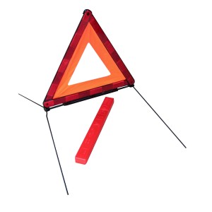 Trójkąt ostrzegawczy do pomocy drogowej z czerwonym etui.