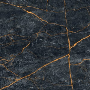 Ciemna płytka podłogowa z marmurkowym wzorem w kolorze złotym.