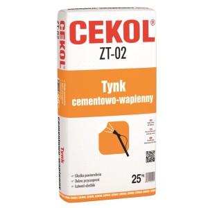 CEKOL ZT-02 Tynk cementowo-wapienny w worku 25 kg.