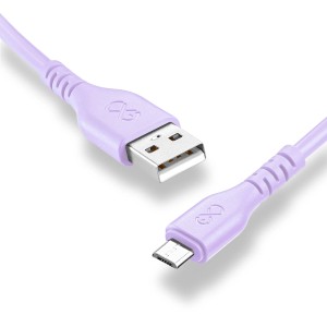 Fioletowy kabel USB t.b.t. do akcesoriów do telefonów komórkowych.