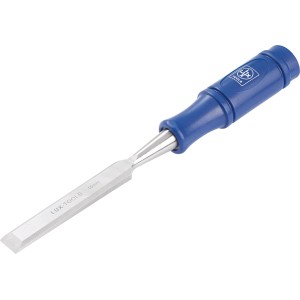 Dłuto LUX Classic, 16 mm, z niebieską plastikową rączką do obróbki drewna.