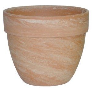 Karmelowa doniczka Levante, Ø 30 cm, terakota z szerokim brzegiem.