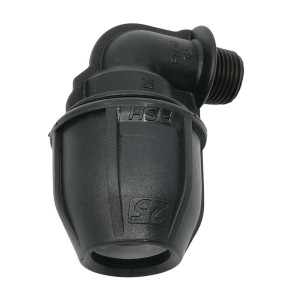 Czarny łącznik kolankowy t.b.t. do podziemnych systemów nawadniania.