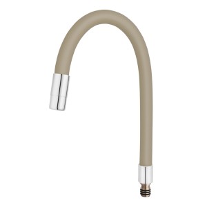 Elastyczna, beżowa wylewka do armatury, akcesoria do kuchni i łazienki.