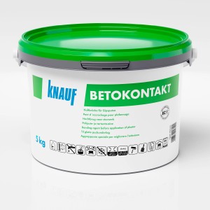 Knauf Betokontakt 5 kg w wiadrze, gotowy do użycia grunt sczepny do mineralnych podłoży wewnętrznych.