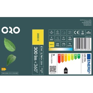 ORO Żarówka LED świeczka mini E14 2,7W 3000K 300lm