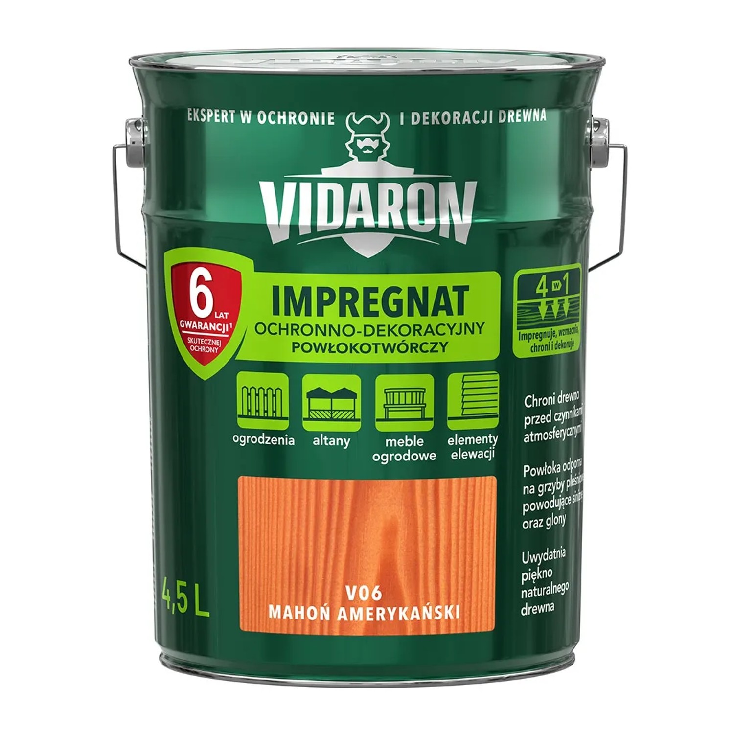 Vidaron Impregnat do drewna powłokotwórczy mahoń amerykański - 4,5L