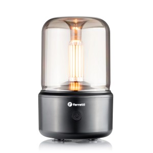 Lampa stołowa Ferretti ze szkłem w kolorze szarym i żarówką LED.