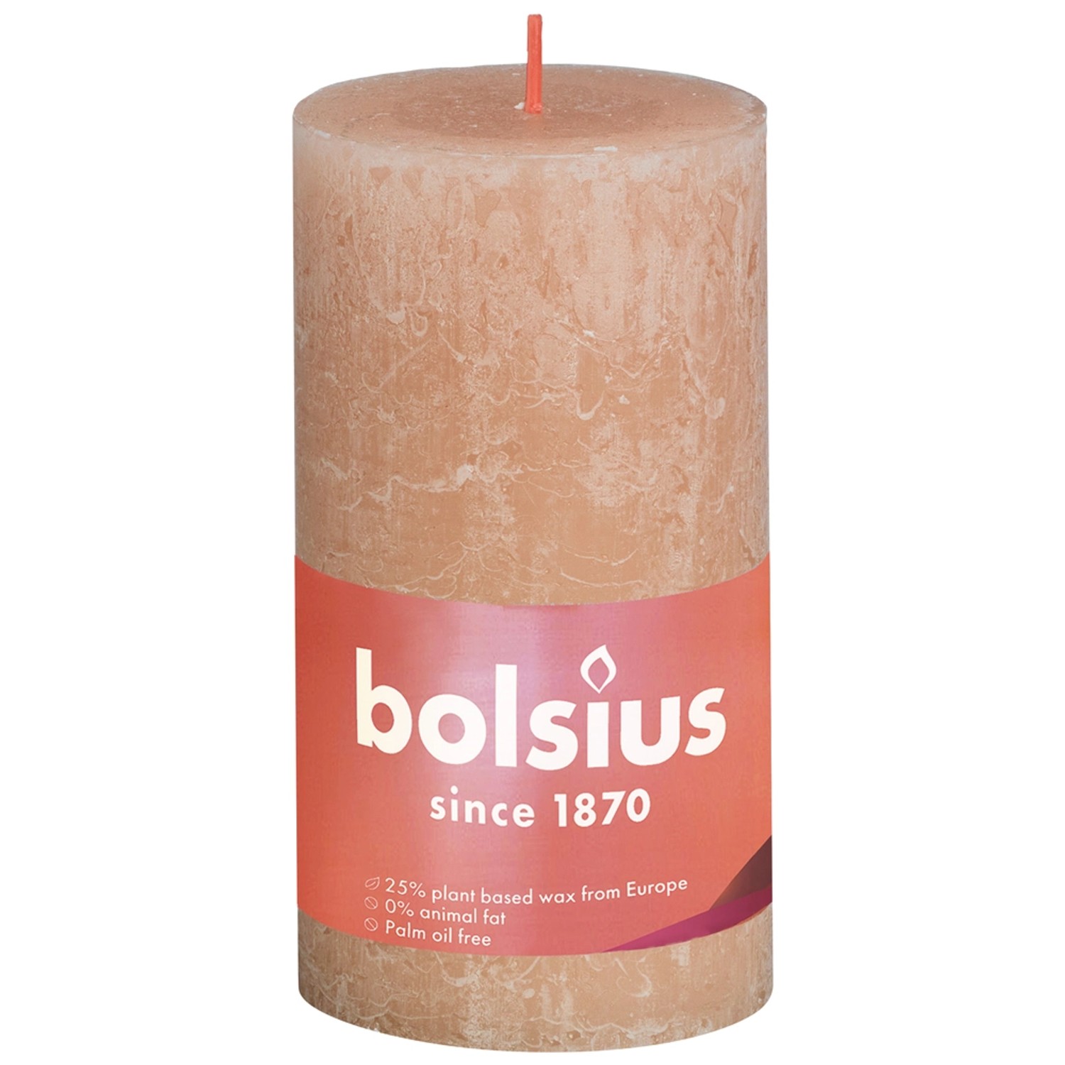 Świeca Rustic mglisty róż 130/68 mm