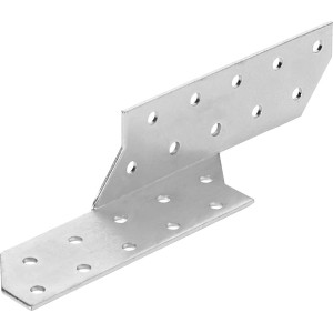 Biały ocynkowany łącznik krokwiowo-płatwiowy, 35x35x170 mm, prawy, z otworami na śruby.