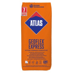 Pomarańczowy worek kleju do płytek Atlas Geoflex Express do płytek.