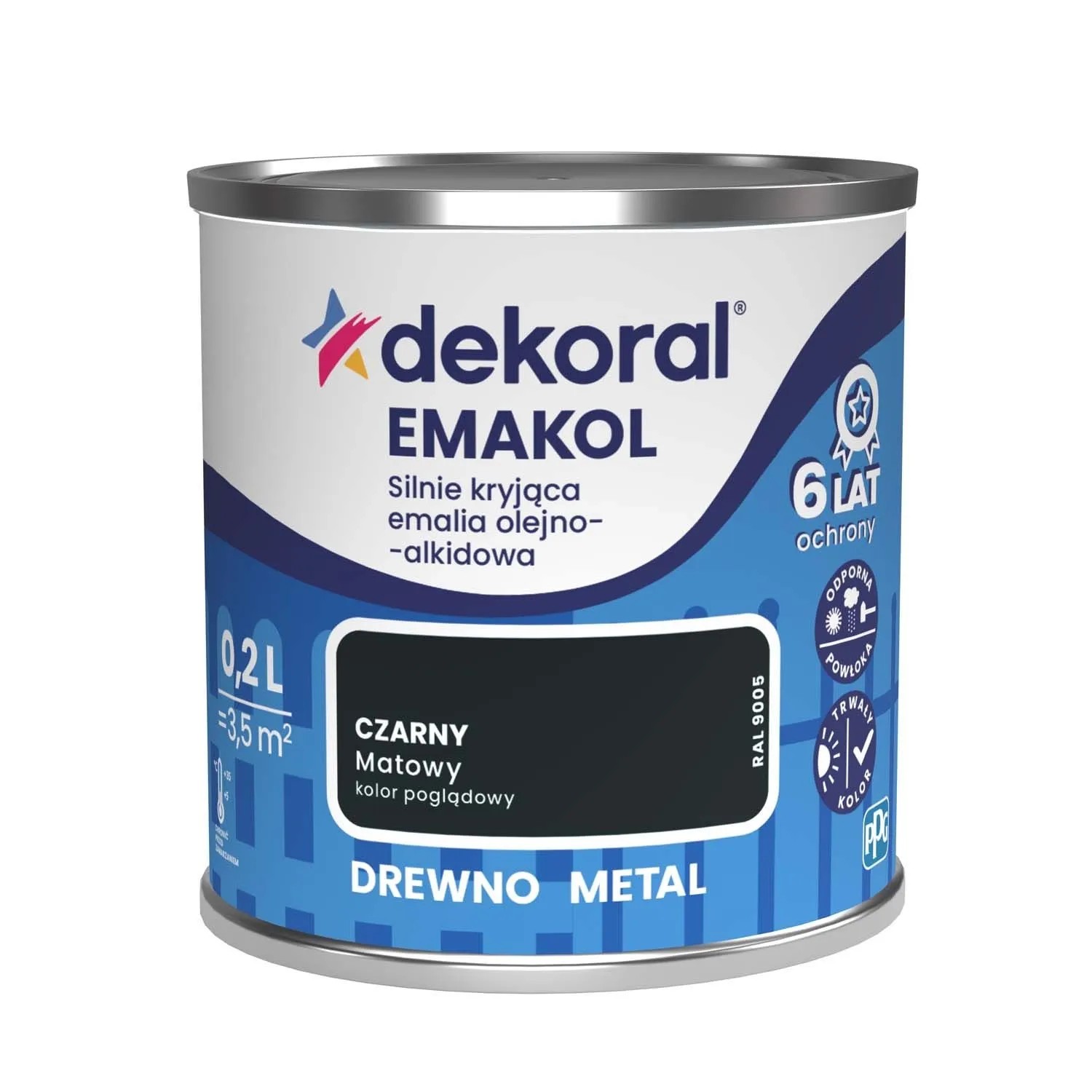 Dekoral Emalia Emakol Strong czarny matowy 200 ml